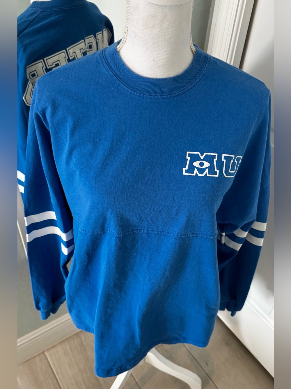Disney Parks Monsters University Spirit Jersey Sz S Blue Made USA Pixar